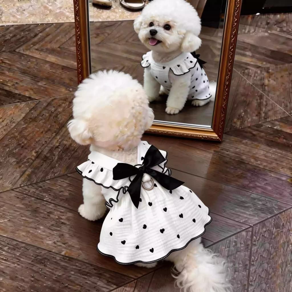 Vestido preto amor para animais de estimação, respirável, leve, Anti-lint, tamanho grande e pequeno, Universal para cães