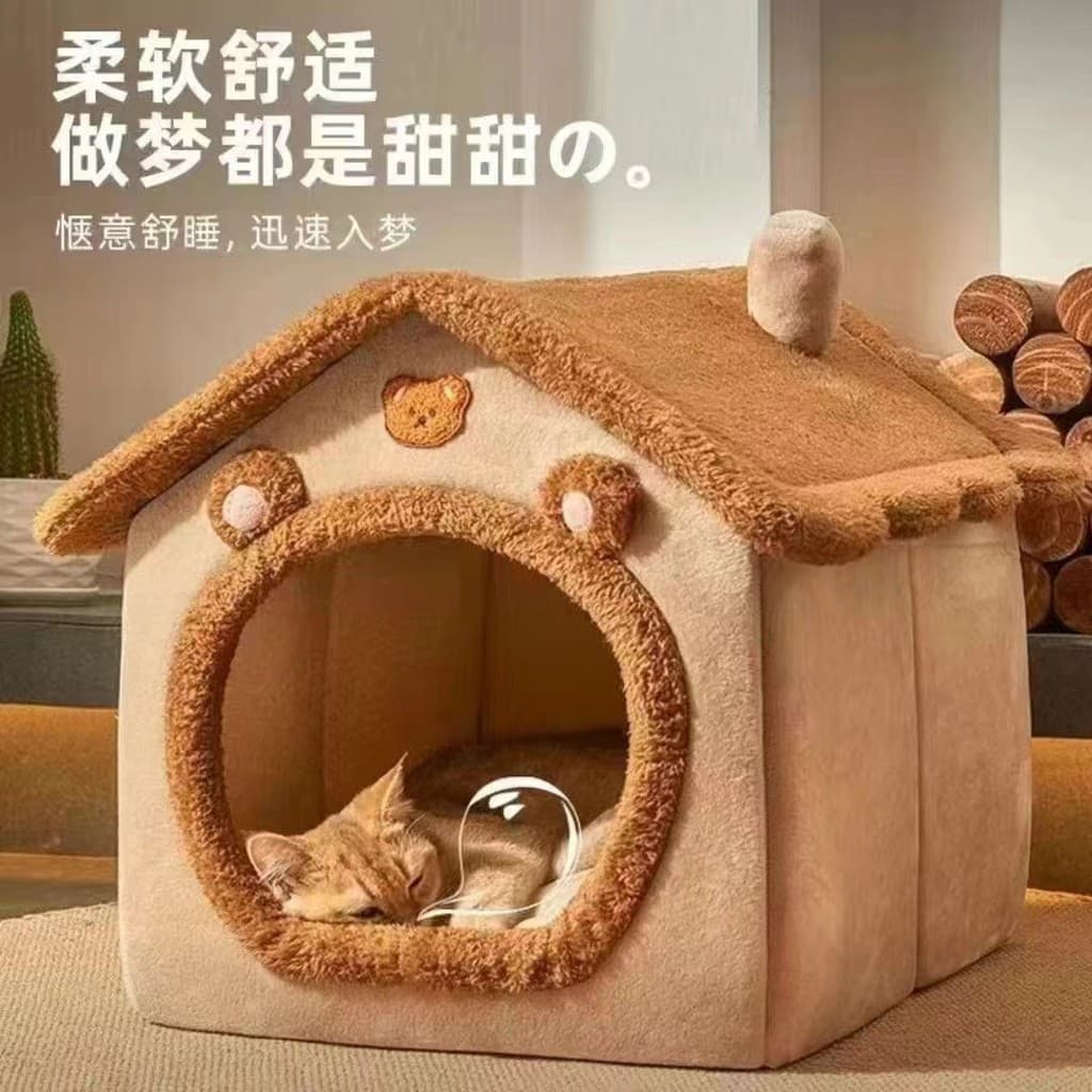 Canil Casa Tipo Quatro Estações Universal Pequeno Cão Teddy Inverno Quente Removível Lavável Casa de Cachorro Maca de Ga
