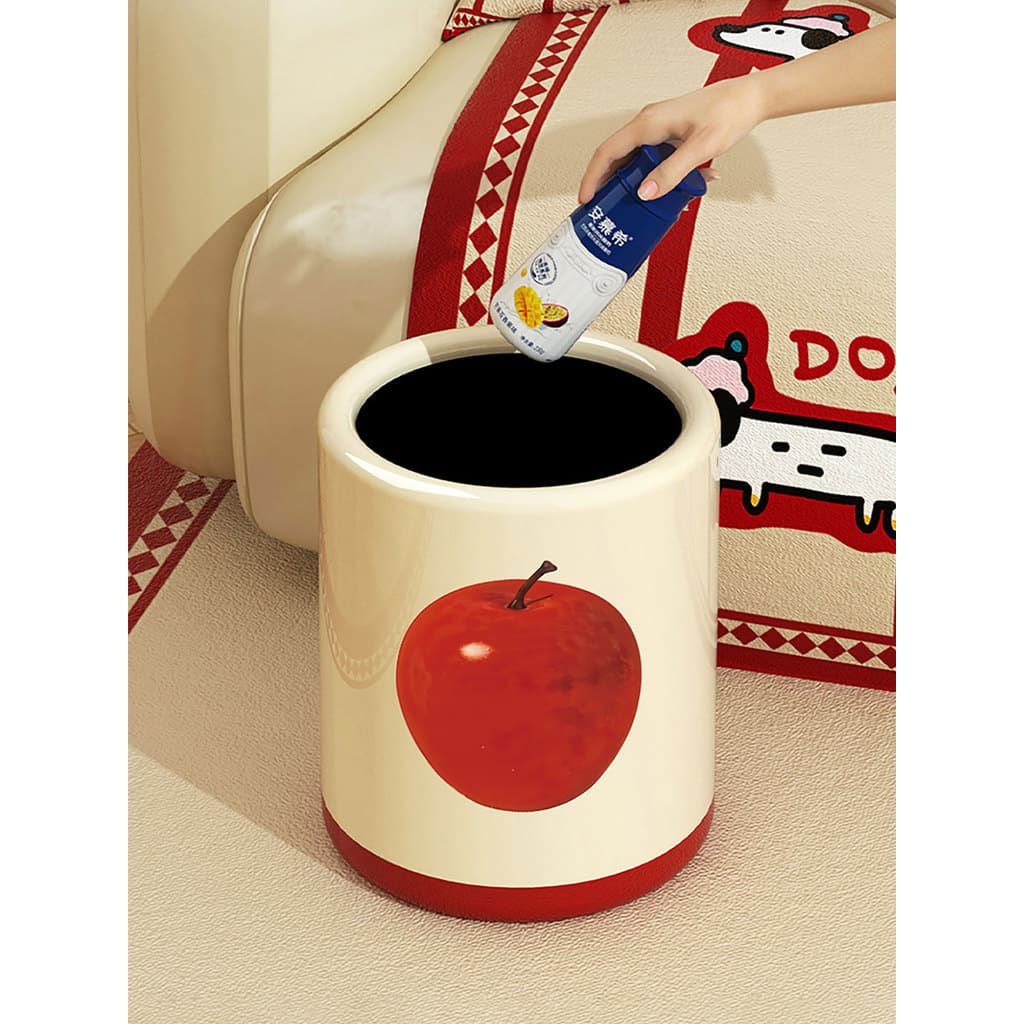 XEMO lata de lixo de maçã, caixa de armazenamento doméstico, estilo creme, padrão de frutas, alto valor, sala de estar,