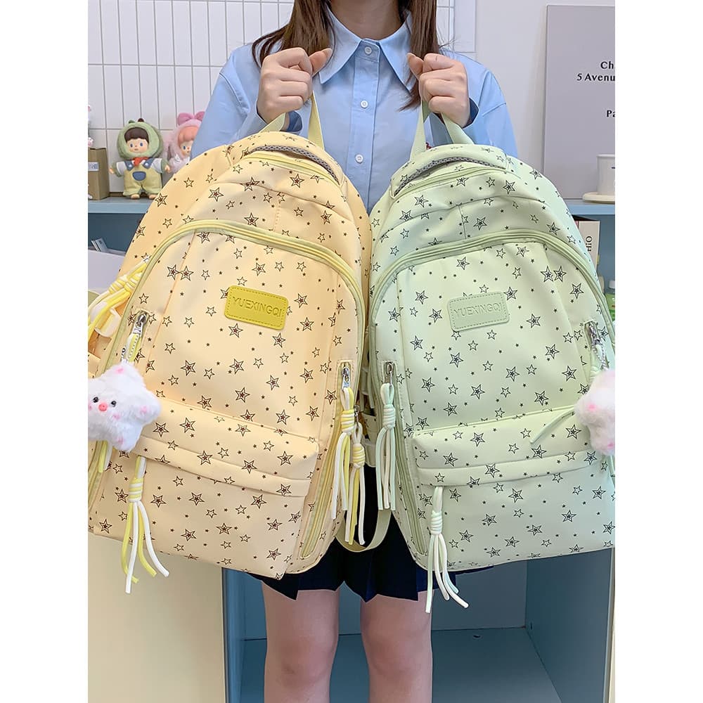 Estilo feminino estrela impressão mochila feminina estudantes universitários classe Commuter mochila grande capacidade l