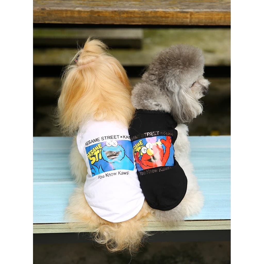 Street Wear Sesame Street Verão Fino Sem Mangas Colete para Cachorro Francês Luta Gato Esfinge Roupas de Gato Sem Pêlos