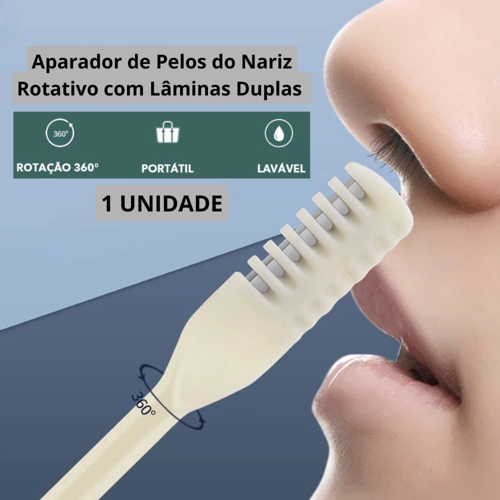 KIT Aparador de Pelos do Nariz 2 Unidades Lâmina Dupla Aço Inoxidável Rotativa 360 graus Alta Qualidade