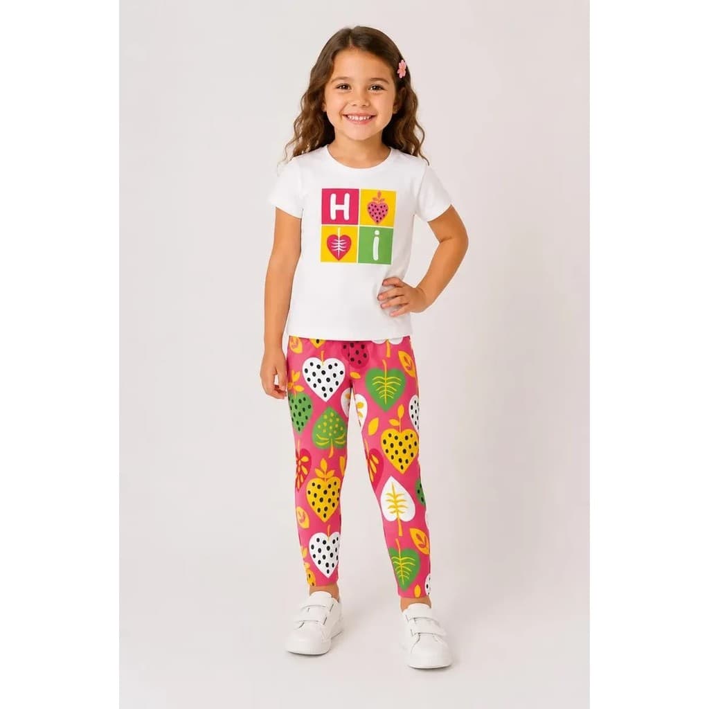 Conjunto Infantil Menina Legging Camiseta Curta Verao Kyly