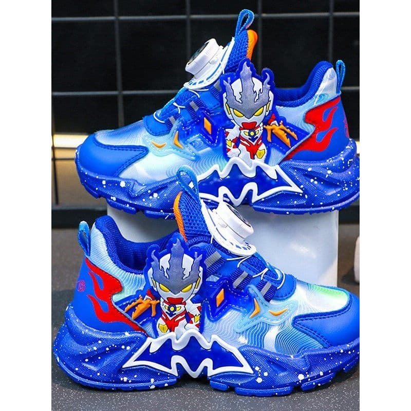 Meninos sapatos outono 2024 novo estilo sapatos esportivos infantis botões rotativos meninos luminosos pai sapatos pisca