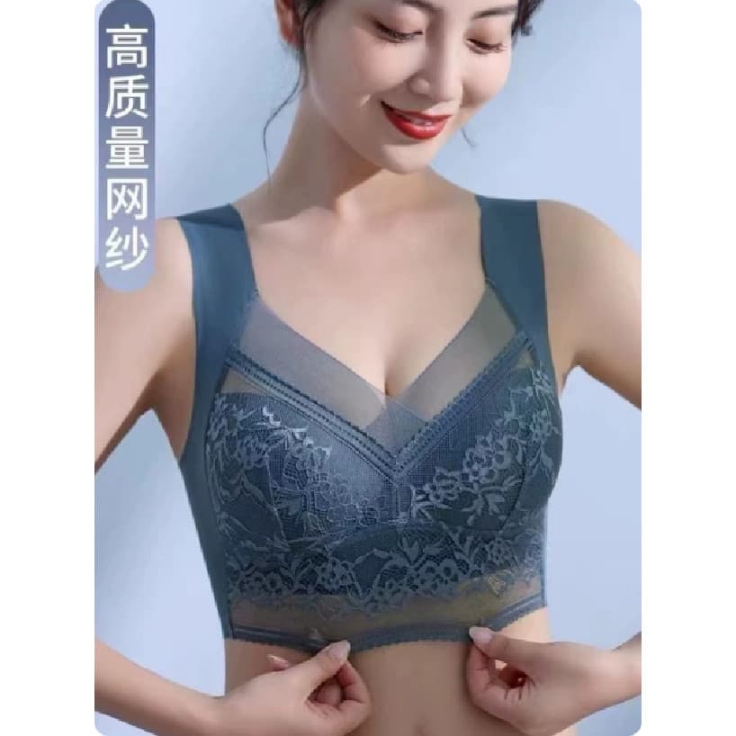 Roupa íntima feminina de seda gelada, mães idosas de meia-idade, lindo sutiã Push-up, tamanho grande, tubo esportivo sem