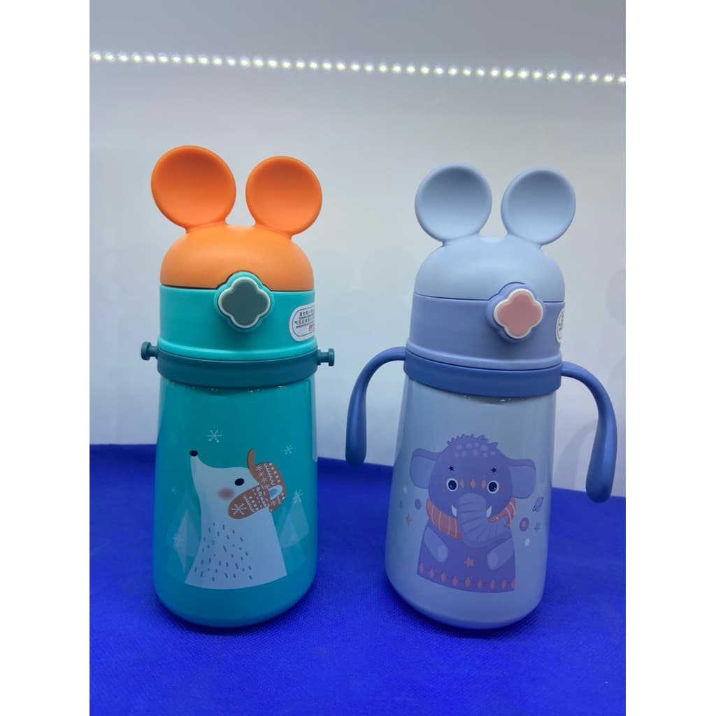 Inverno verão coroa copo térmico 316 bonito urso crianças bebê infantil aprendendo copo bebendo com alça de chupeta dupl