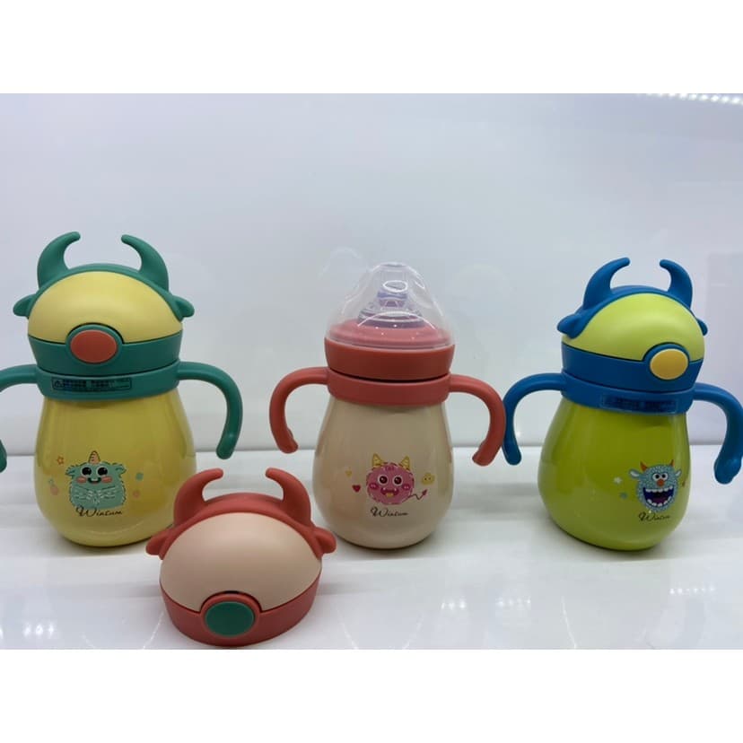 Inverno verão isolado garrafa de bebê 316 aço cabeça de touro crianças bebê infantil aprendendo copo bebendo com alça de