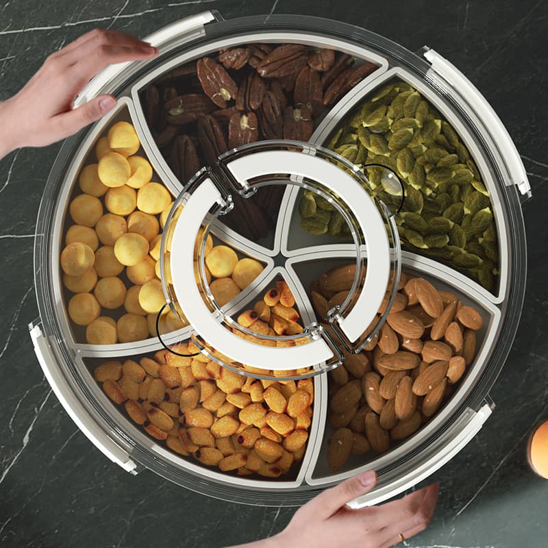 Novo estilo PET bandeja de frutas casa sala estar luz luxo doces nozes lanches bandeja armazenamento frutas secas transp