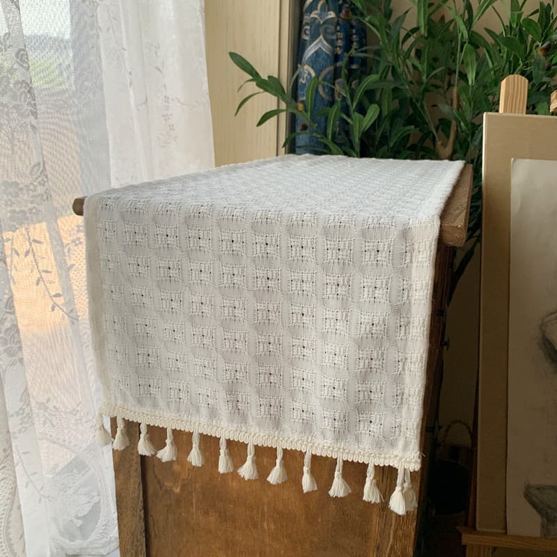 Corredor de mesa americano algodão linho oco ins estilo Retro japonês nórdico renda toalha de mesa armário de TV sapato