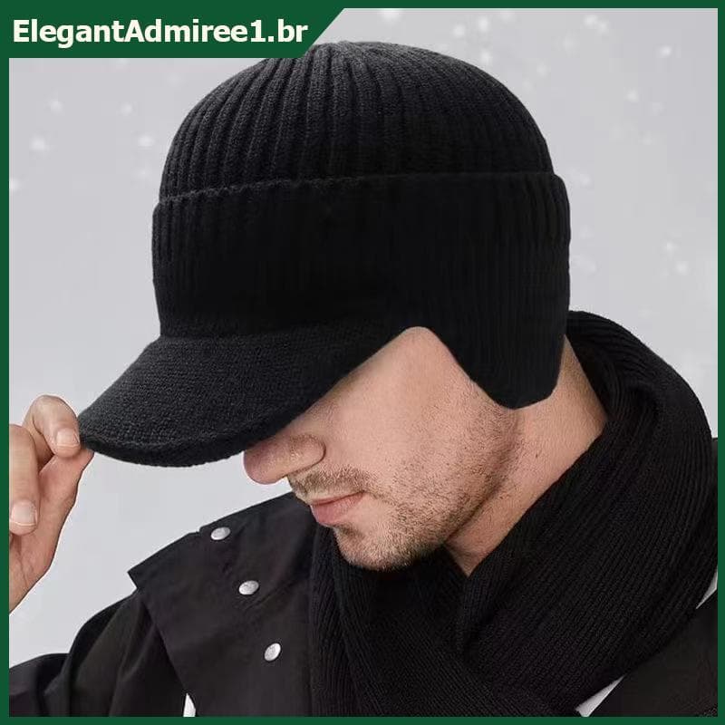 ELEGA Masculino Feminino Inverno Quente Malha Gorro Orelha Aba Velo Forrado Curta Crânios Boné Esqui Ao Ar Livre Ciclism