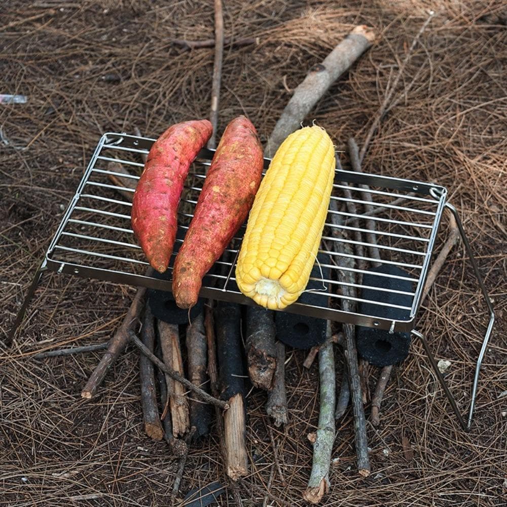 Rack De Grelha De Acampamento Dobrável   , Suporte De Fogão Para Churrasco Resistente Ao Calor À Corrosão , Aço In