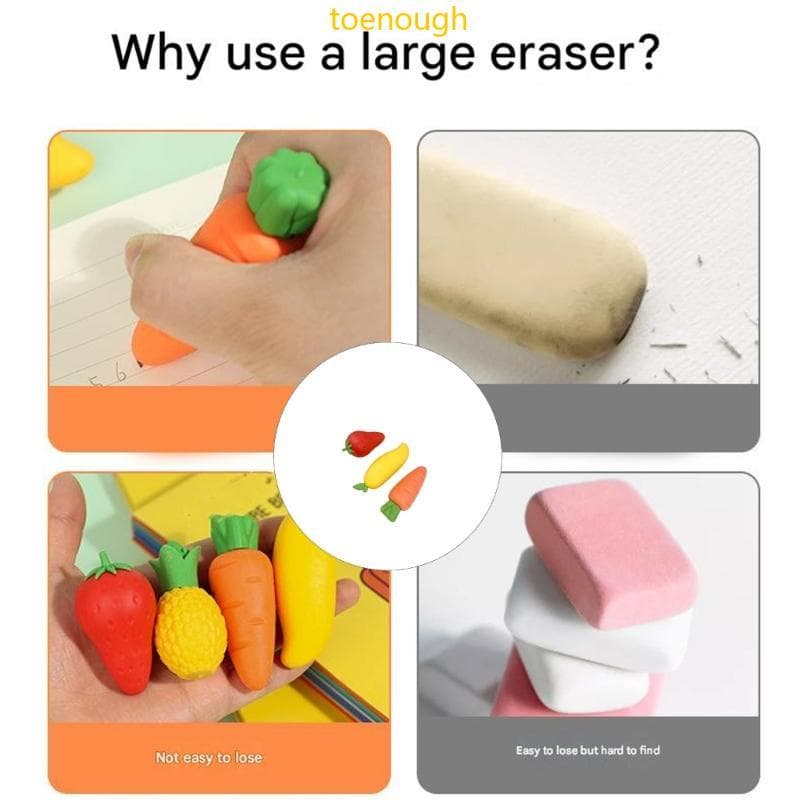 Dedo Do Pé 3 Pçs Grandes Borrachas Temáticas Frutas Borracha Colorida Para Estudantes Artistas Dese