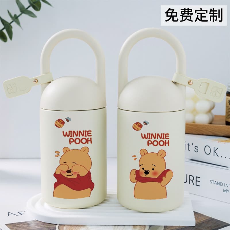 Copo térmico do Ursinho Pooh Copo de água portátil bonito portátil Winnie copo de aço inoxidável manter aquecido
