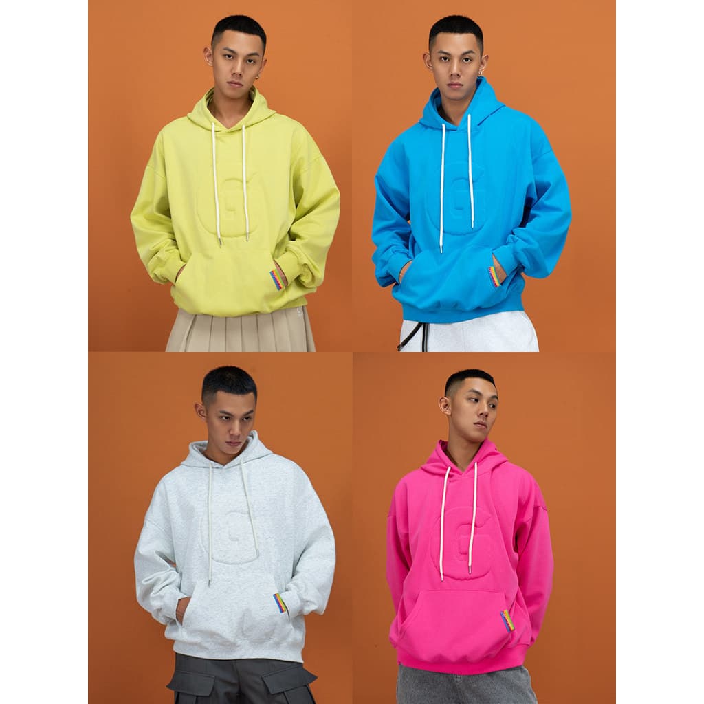 CLP Doce Cor Em Relevo Texto Moletom Homens Mulheres Pulôver Com Capuz Manga Longa Solta Casual Top Trendy oversize