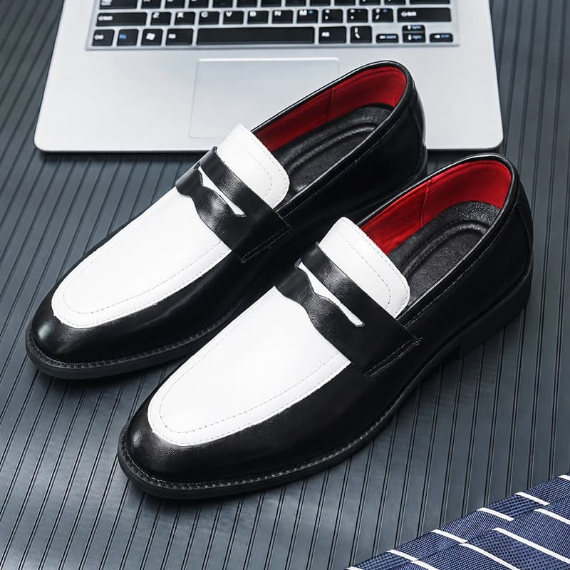 Preto branco cor combinando mocassins masculinos deslizamento-On negócios casuais sapatos masculinos respirável meninos