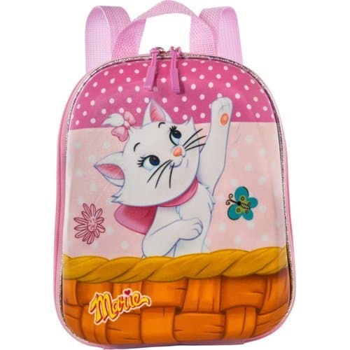 Mochila Infantil Rosa Gatinha Marie Tamanho Pequeno Escolar Leve Resistente