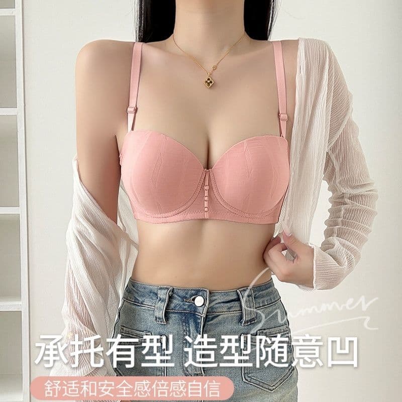 Roupa interior feminina com anel de aço sutiã fino superior inferior grosso push-up roupa interior feminina push-up seio