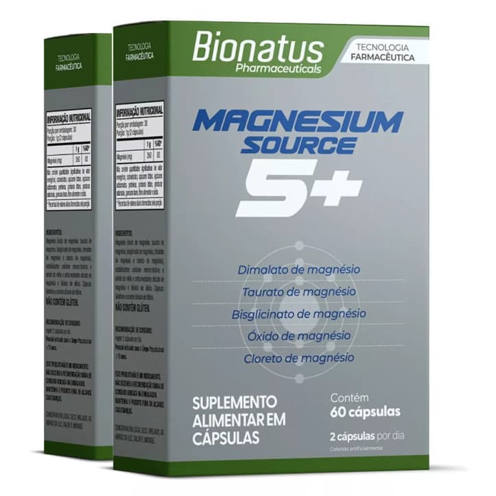 2x Magnesium Source Magnesio Puro 900mg - 60caps Bionatus