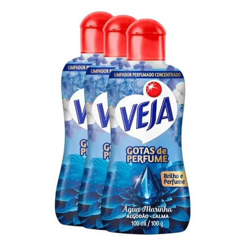 Kit 3 Veja Limpador  Concentrado Gotas Algodão Marinha 100ml Algodão