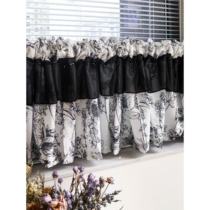Cortina curta estilo Medieval francês sem perfuração, cortina de tela de janela pequena, meia cortina de porta, capa de