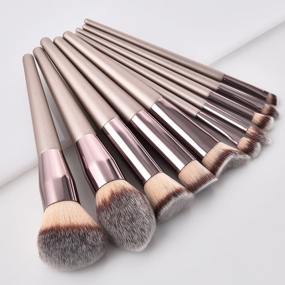 4/10 peças de pincéis de maquiagem profissionais cor champanhe/pincel para corretivo/base/blush/sombra 4VYM ZD21