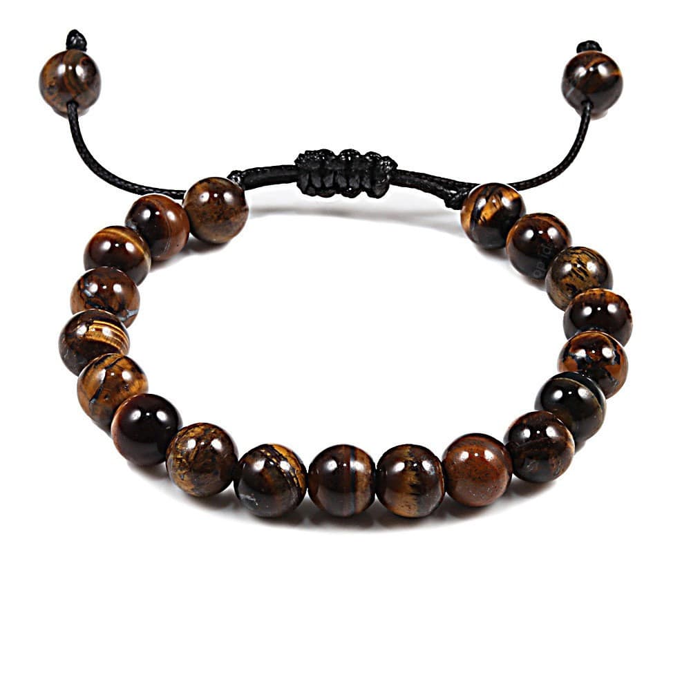 Pulseira de Pedra Olho de Tigre Natural Trançada – Acessório Unissex para Casais