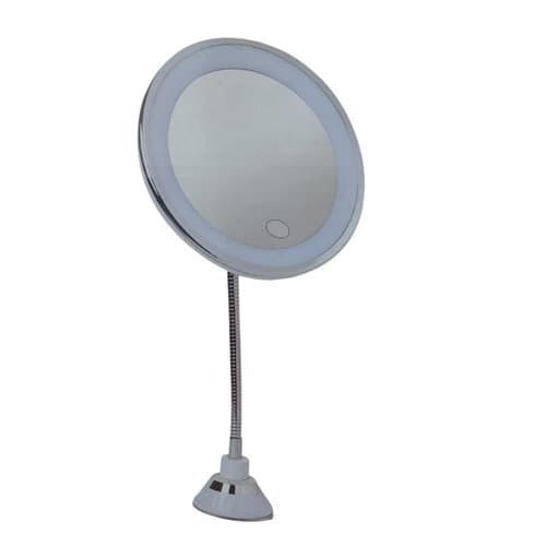 Espelho Mesa Redondo Maquiagem Luz Led Bateria Recarregavel Suporte Ajustavel Compacto Portatil