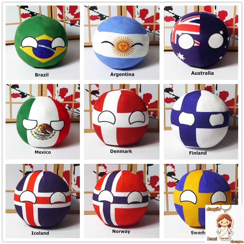 Polôniaball Pelúcia Boneco Países Bola Modelo Nacional Brinquedo Brasil Portugal México Countryball Travesseiro Pingente