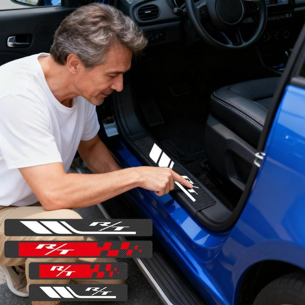 Kit 4 Peças Autocolante Adesivo De Soleira De Porta Automotiva Acessórios Para Carro For Dodge RT Durango Charger
