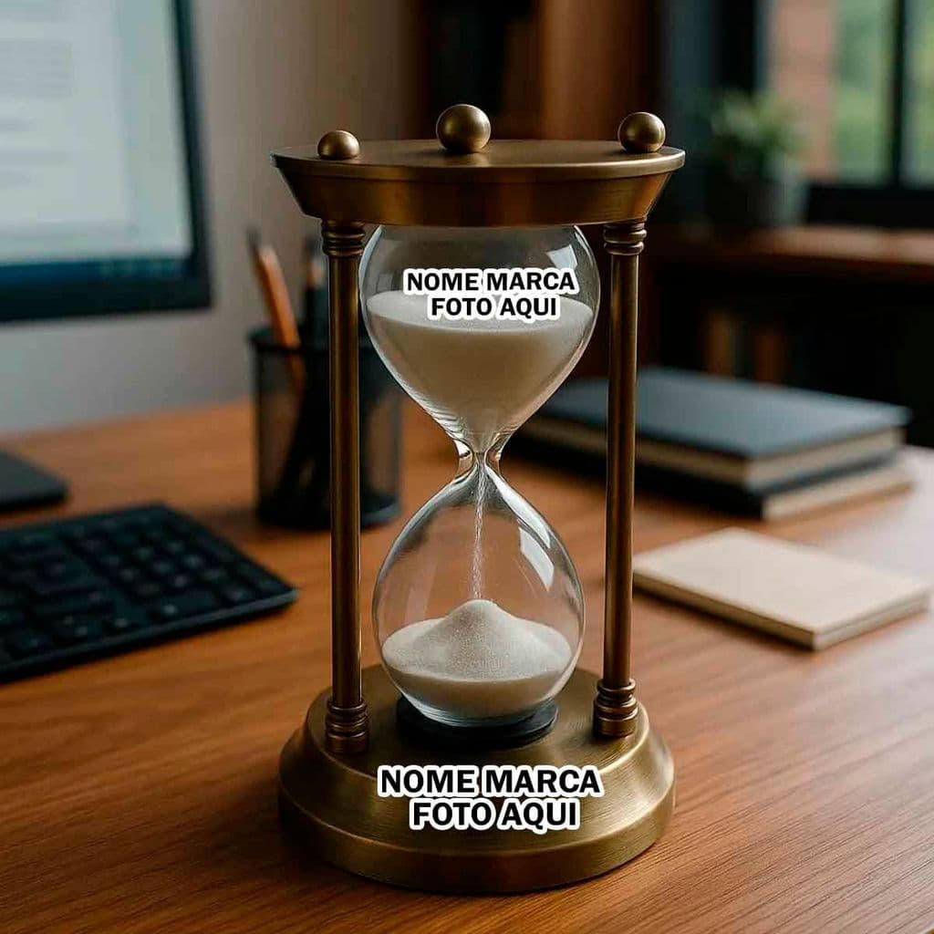 Ampulheta tempo areia Personalizada com nome marca logotipo empresa foto arte frase personalizado