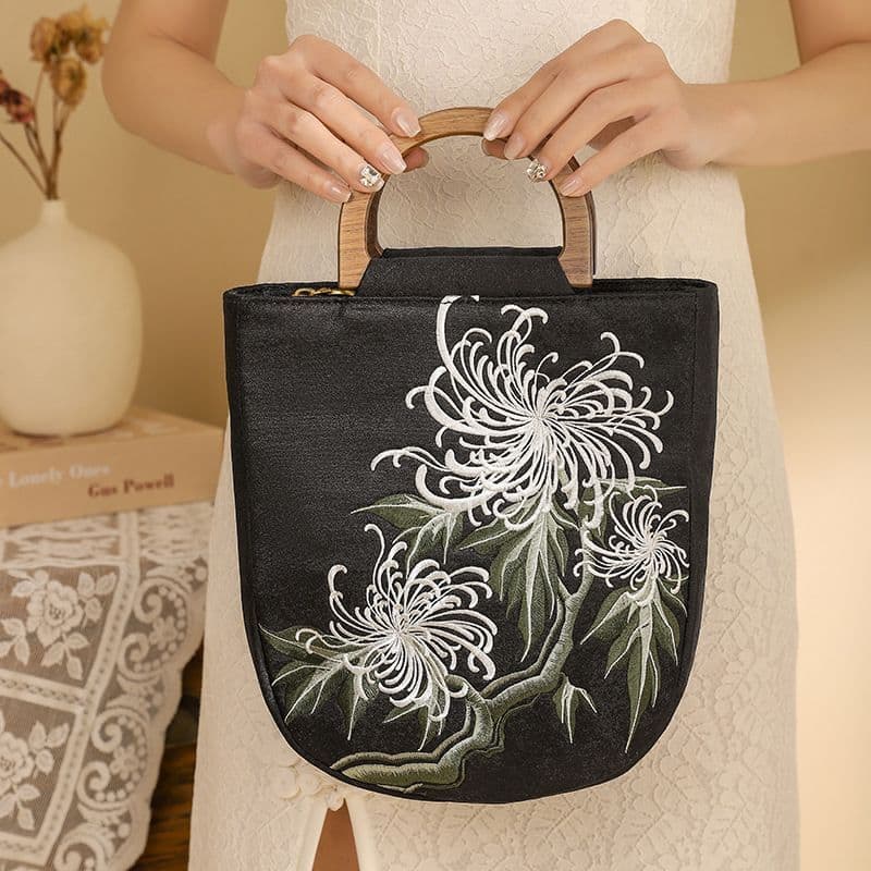 Bolsa bordada em estilo chinês, bolsa vintage bordada em estilo nacional, bolsa artesanal estilo cheongsam, bolsa de est