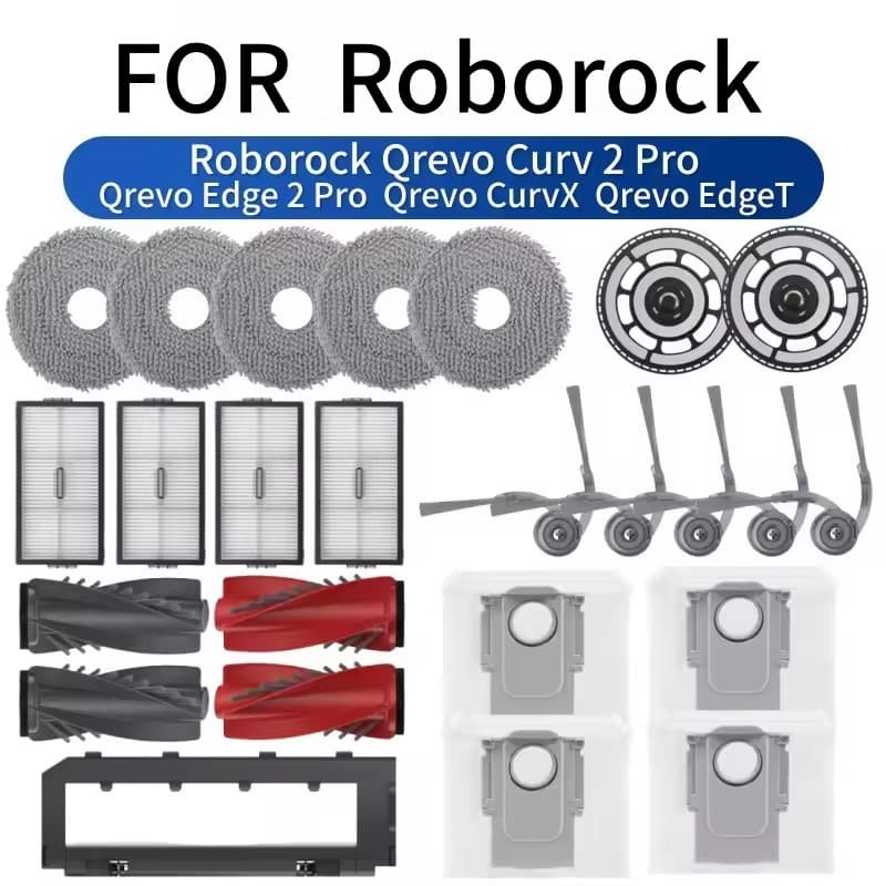 Para (Roborock Qrevo Curv 2 Pro/Edge CurvX EdgeT) Filtro De Escova Principal Mop Bag Acessórios
