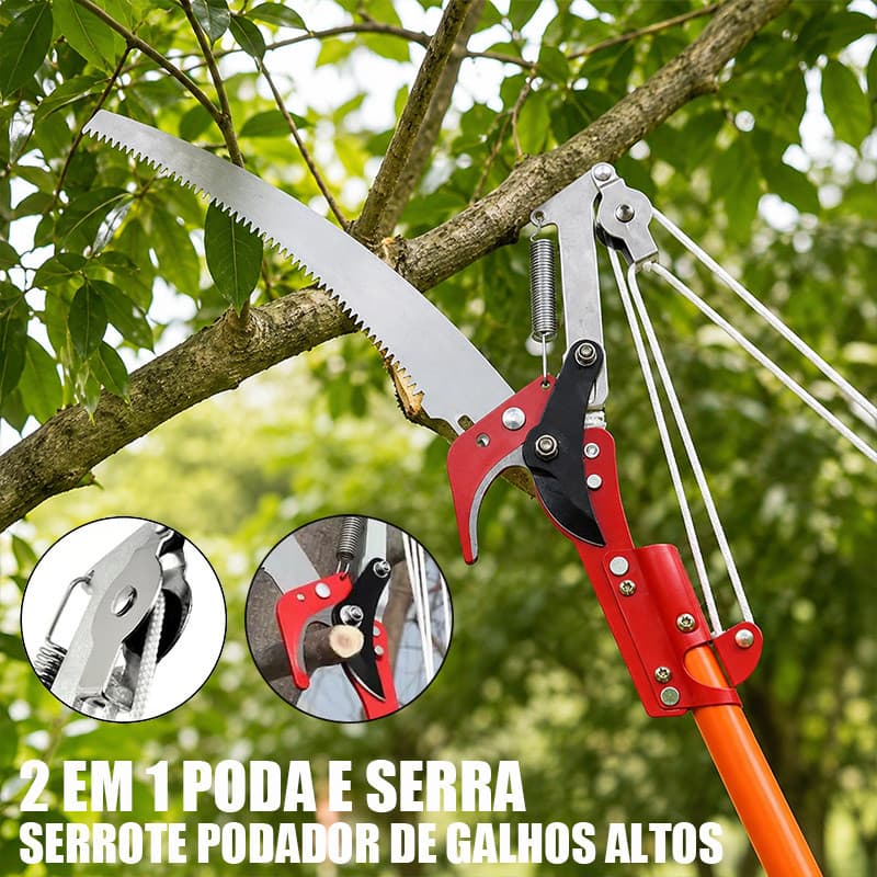 Podador De Galhos Altos 2 Em 1 Serrote Podador Ferramenta De Poda Árvores Super Resistente
