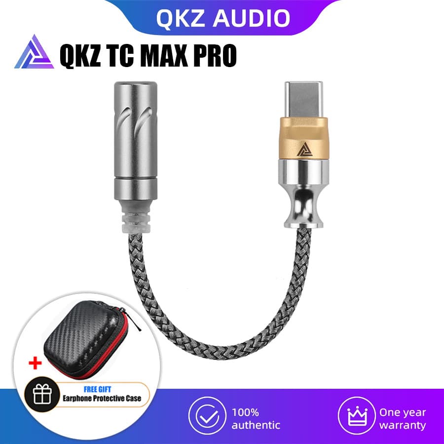 Adaptador de Áudio QKZ TC MAX PRO Tipo C para 3.5mm, Cabo Conversor de Fone de Ouvido para Telefone