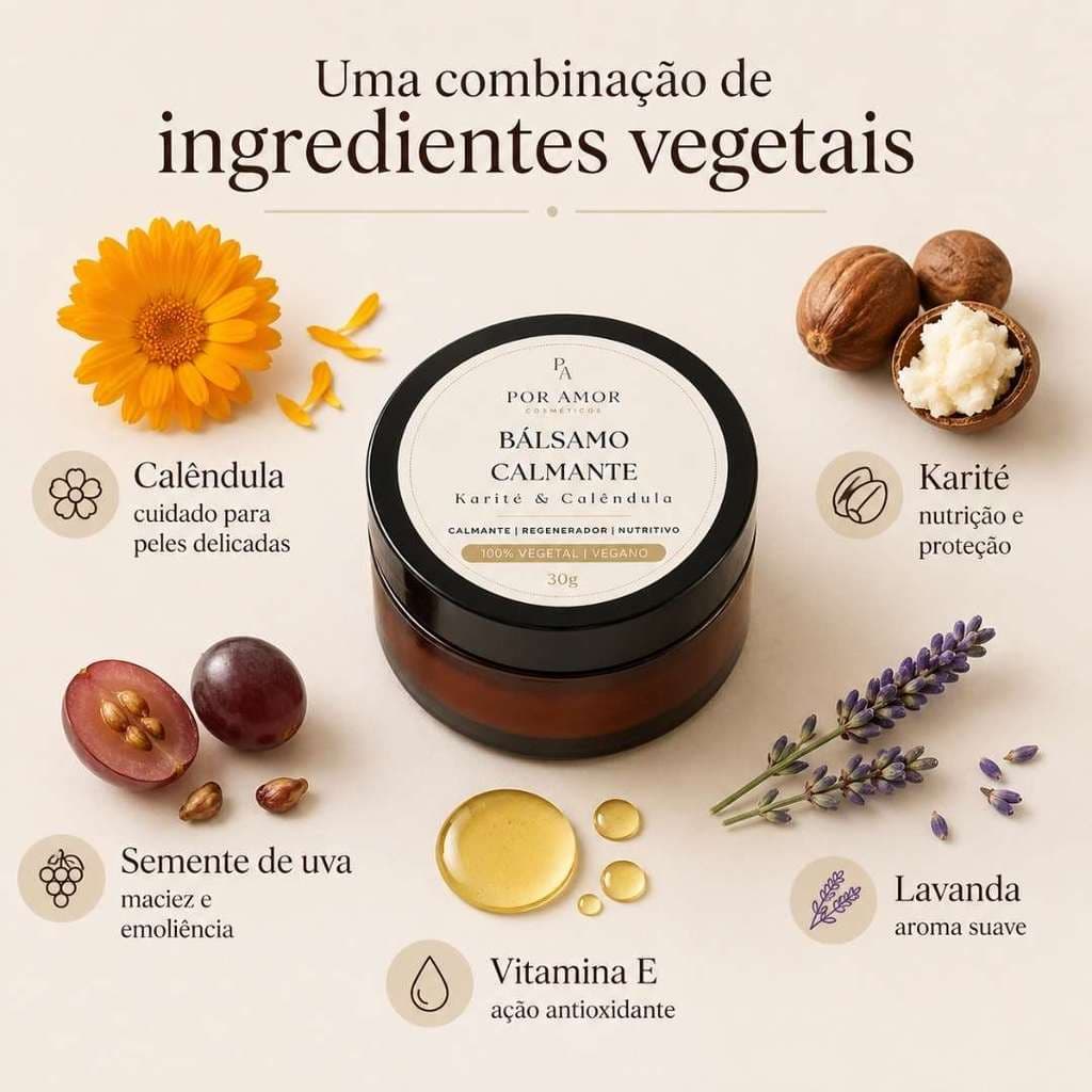 Bálsamo Nutritivo Pele Seca Karité Calêndula Vegano 30g Cuidado Intensivo Por Amor