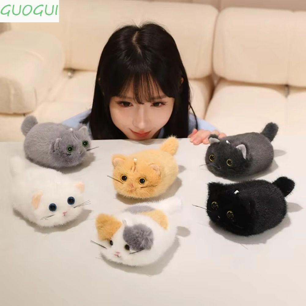 GUOGUI Chaveiro De Pelúcia De Gato Preto , Pingentes De Bonecas Laranja De Desenho Animado De Animais , Bonecos Redondos