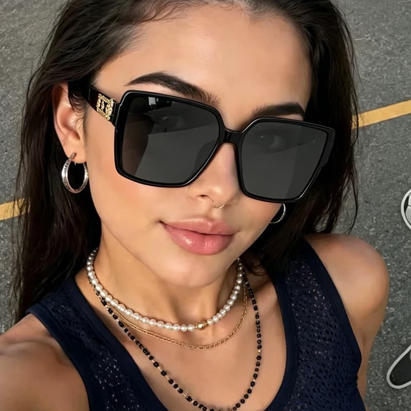 Moda Feminina E Masculina Resistência UV Retro Clássico Quadrado Férias Óculos De Sol Ao Ar Livre