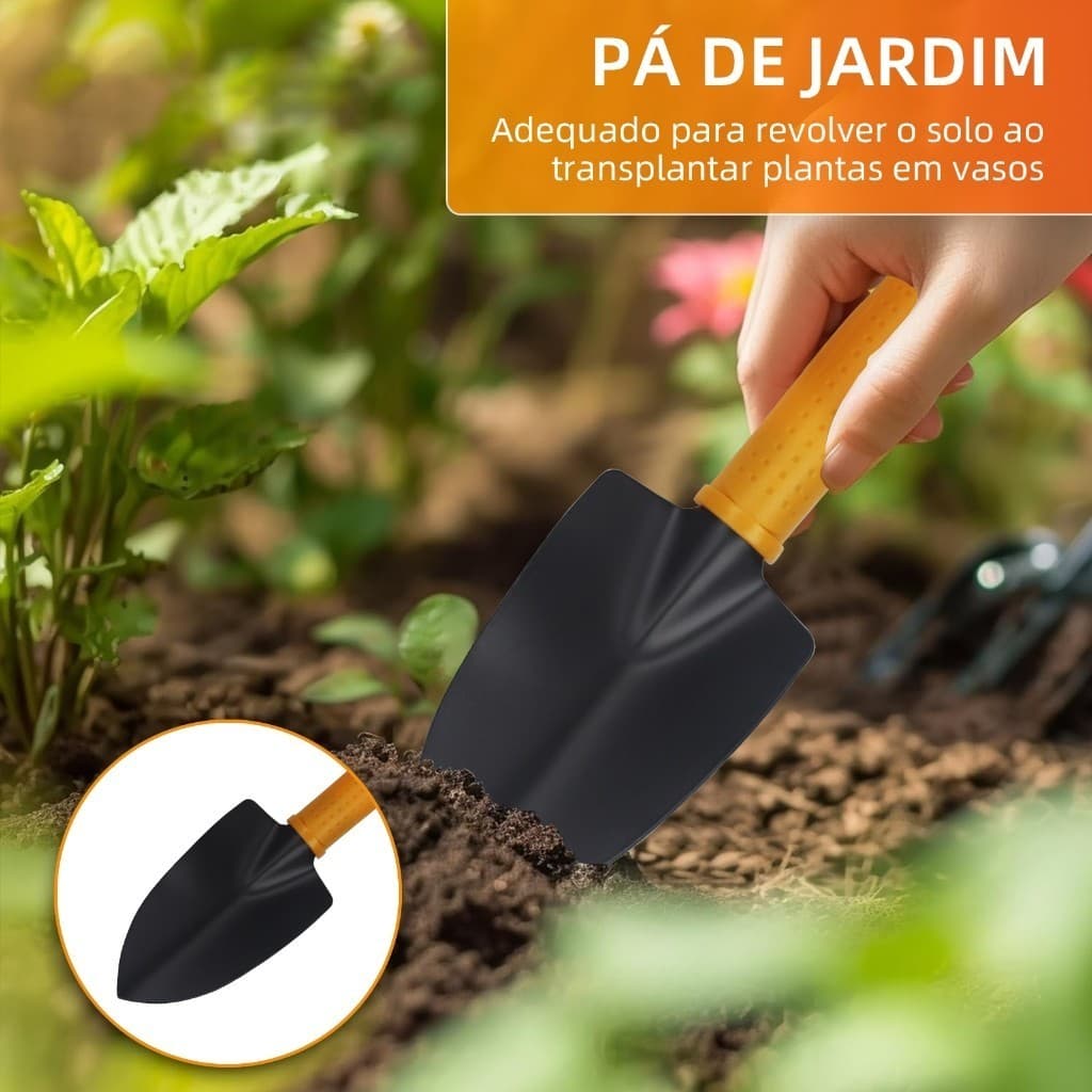 Um Kit De Jardinagem De Três Peças Incluindo Um Garfo Uma Transplantadora E Uma Pá Larga Adequado Para Jardinagem.