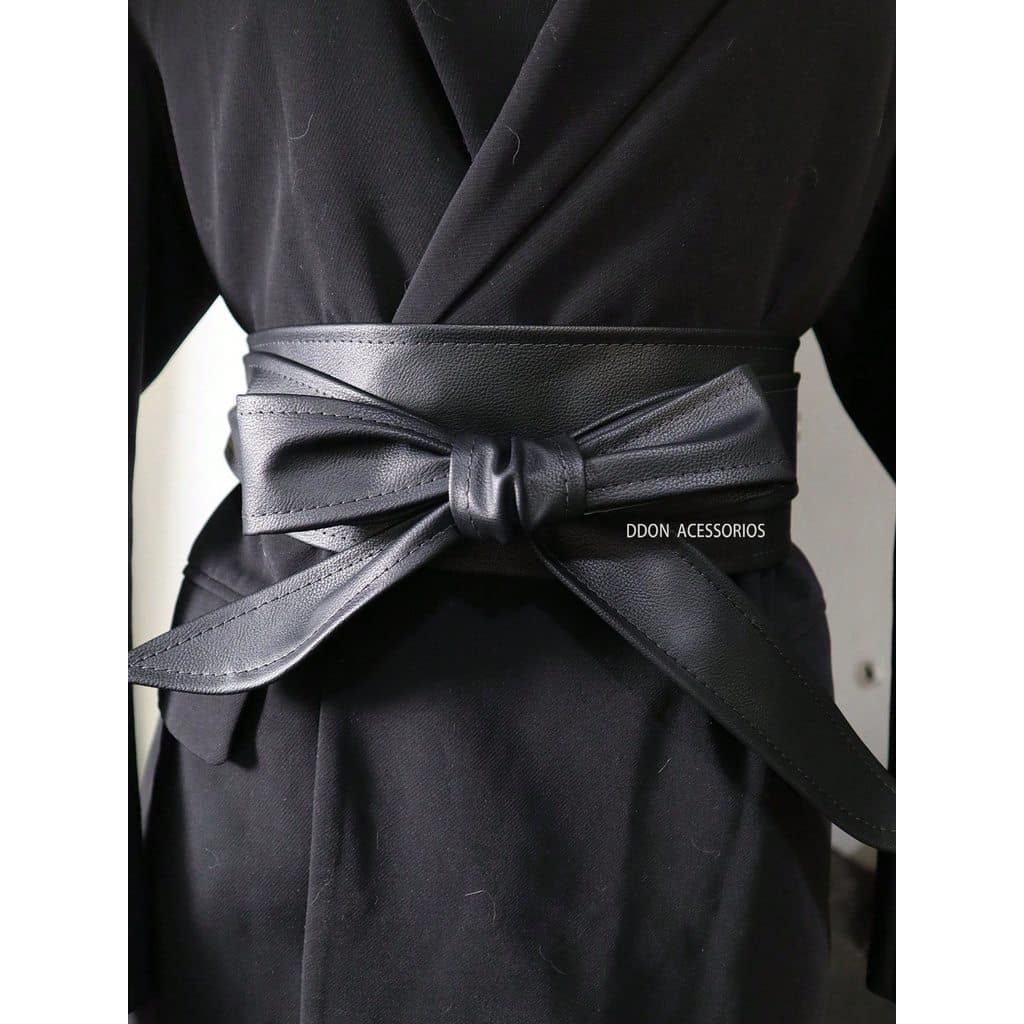 Cinto Faixa Feminino Largo com Laço em Couro Sintetico Ajustável Elegante para Vestido e Blazer