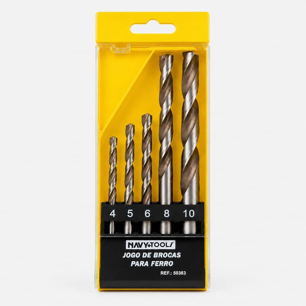 Jogo de Brocas para Metal 5 Peças 4 a 10 mm com Estojo Organizador