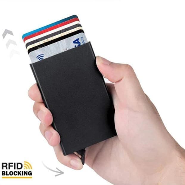 Porta Cartão de Metal com Proteção de Aproximação RFID Contactless NFC