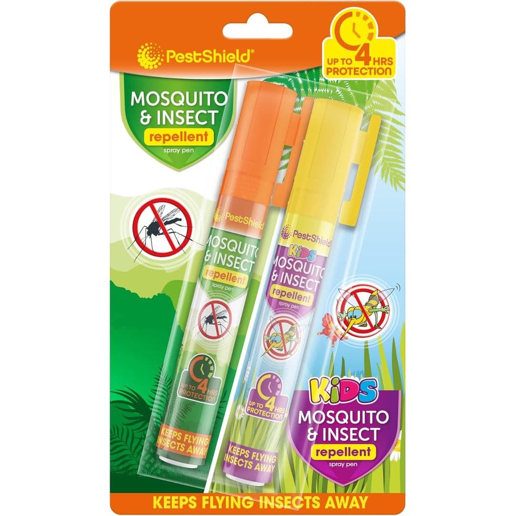PestShield Repelente de Mosquitos e Insetos em Spray, Pacote com 2 x 10ml |   Até 4 horas de proteção contra picadas de