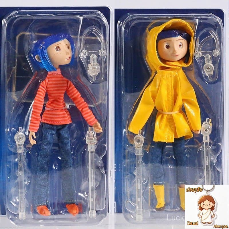 Neca Coraline Em Camisa Listrada/Casa De Chuva Amarela 7 " ABS/PVC Action Figure Boneca De Brinquedo