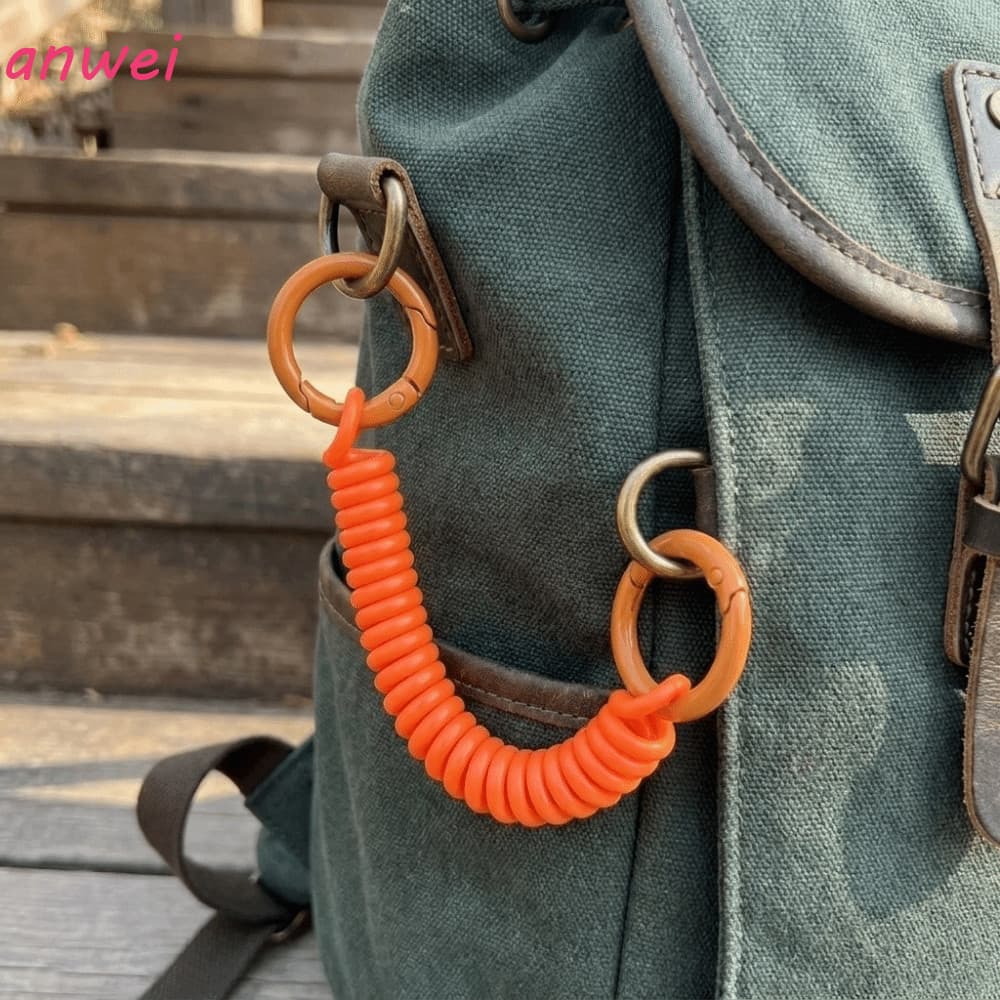 Cordão Espiral Para Telefone ANWEI , Chaveiros Duplos , Corda De Mola , Chaveiro Retrátil , Plástico