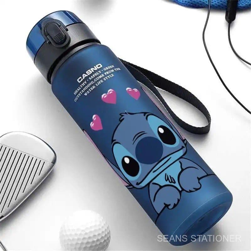 Garrafa de bebida esportiva, garrafa de água para estudantes com design Cinta Stitch, material plástico, capacidade de 5