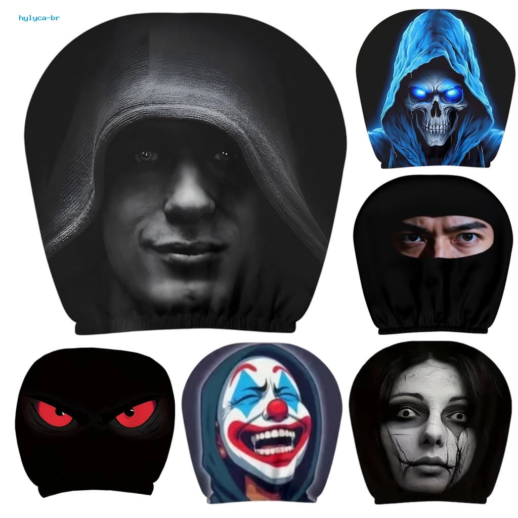 Theme Car Accessory Breathable Pillowcase Funny Halloween Cartoon Headrest Covers Universal Elastic Neck Pillow Protecto