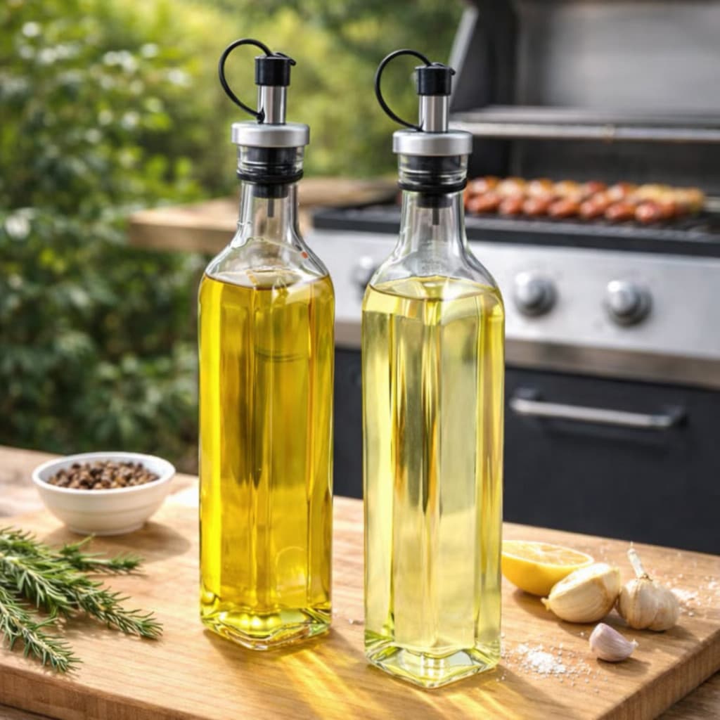 Galheteiro Vidro 250ml Kit 2 Azeite Vinagre Bico Dosador Antigotejamento Porta Temperos Molhos Cozinha