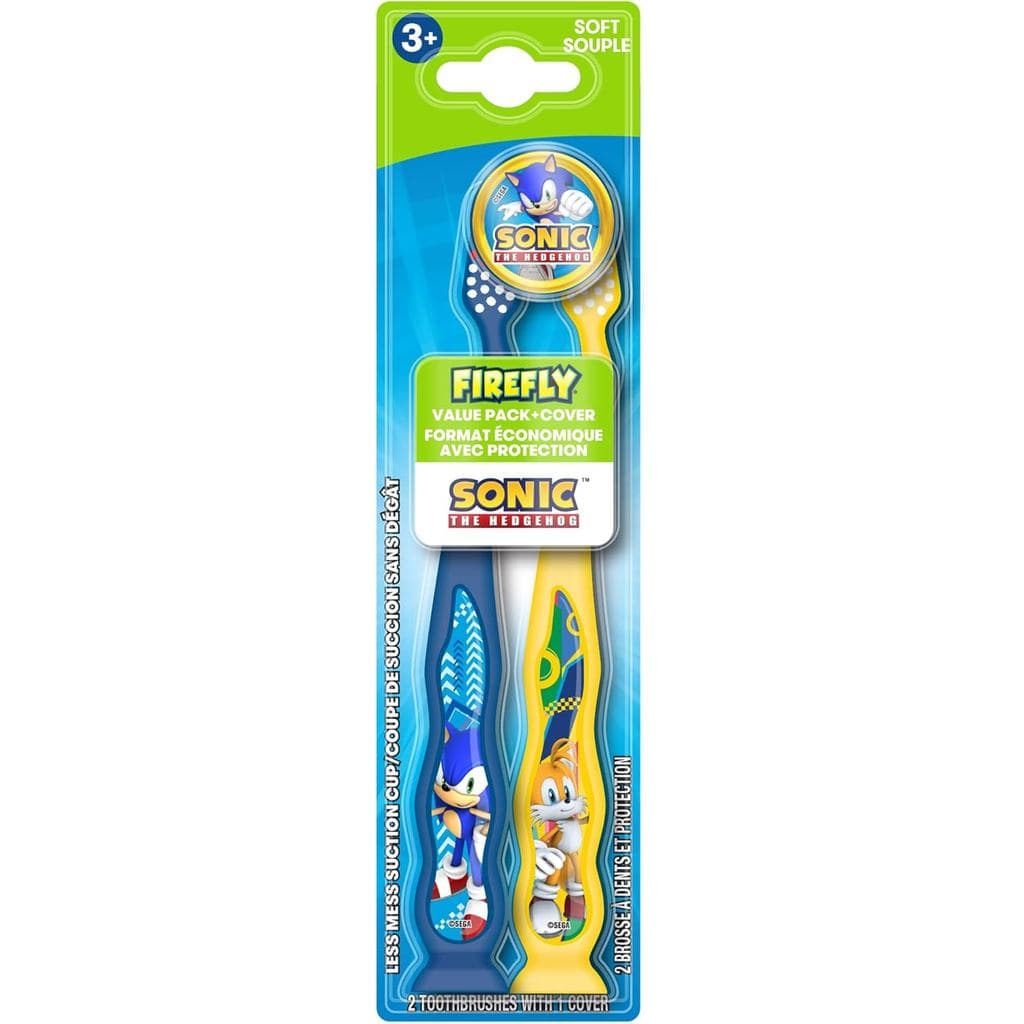 Escova de dentes Manual infantil FIREFLY, com ventosa, padrão Hedgehog Sonick, cerdas macias, 2 escovas de dente + 1 cap