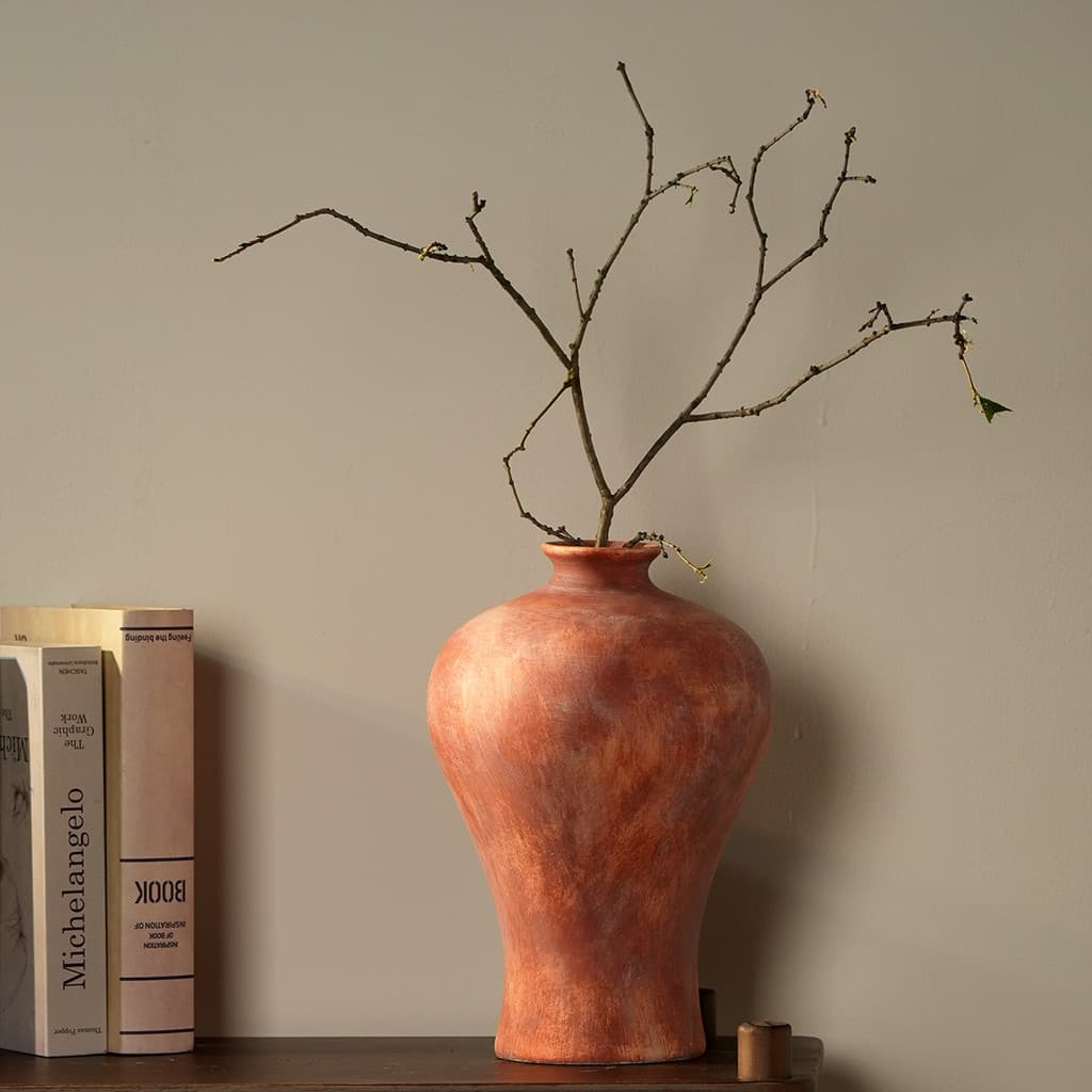 Vaso de flores de cerâmica retrô B & B Vaso feito à mão Novo estilo chinês Decoração de sala de estar Decoração de mesa
