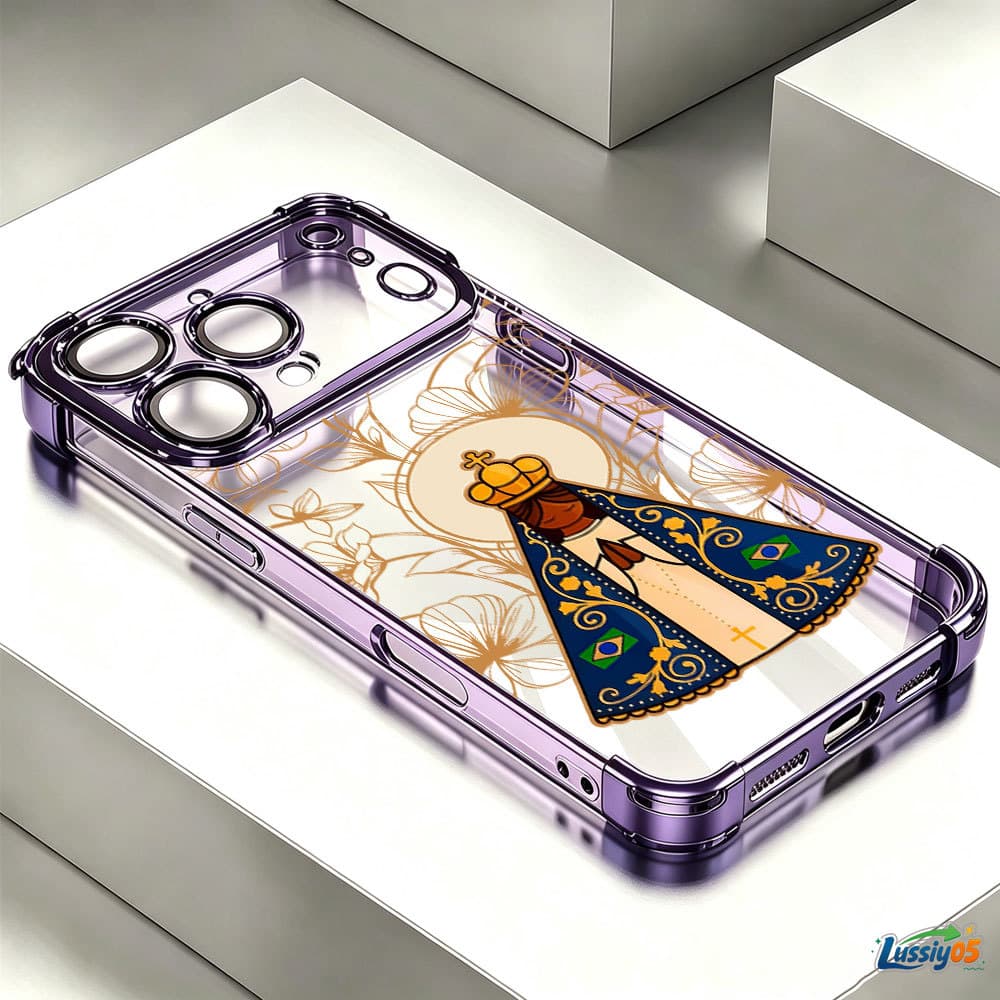Capinha Anti-Queda Galvanizado Pára-Choques Para iPhone 17 Pro Max 16 15 13 12 14 Plus Ar Aparecida Capa Lustiy05